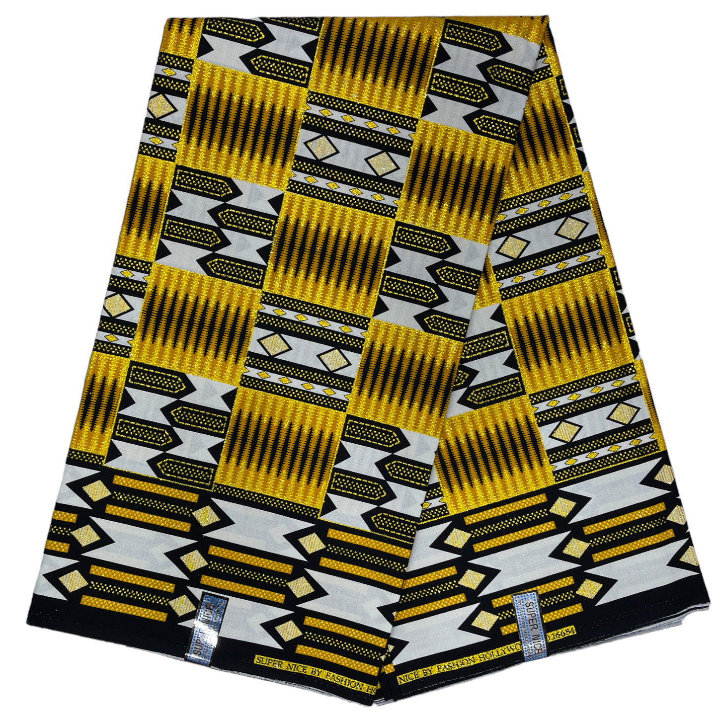 Wax Tissu Pagne Africain Kenté pailleté Brillant 6 Yards