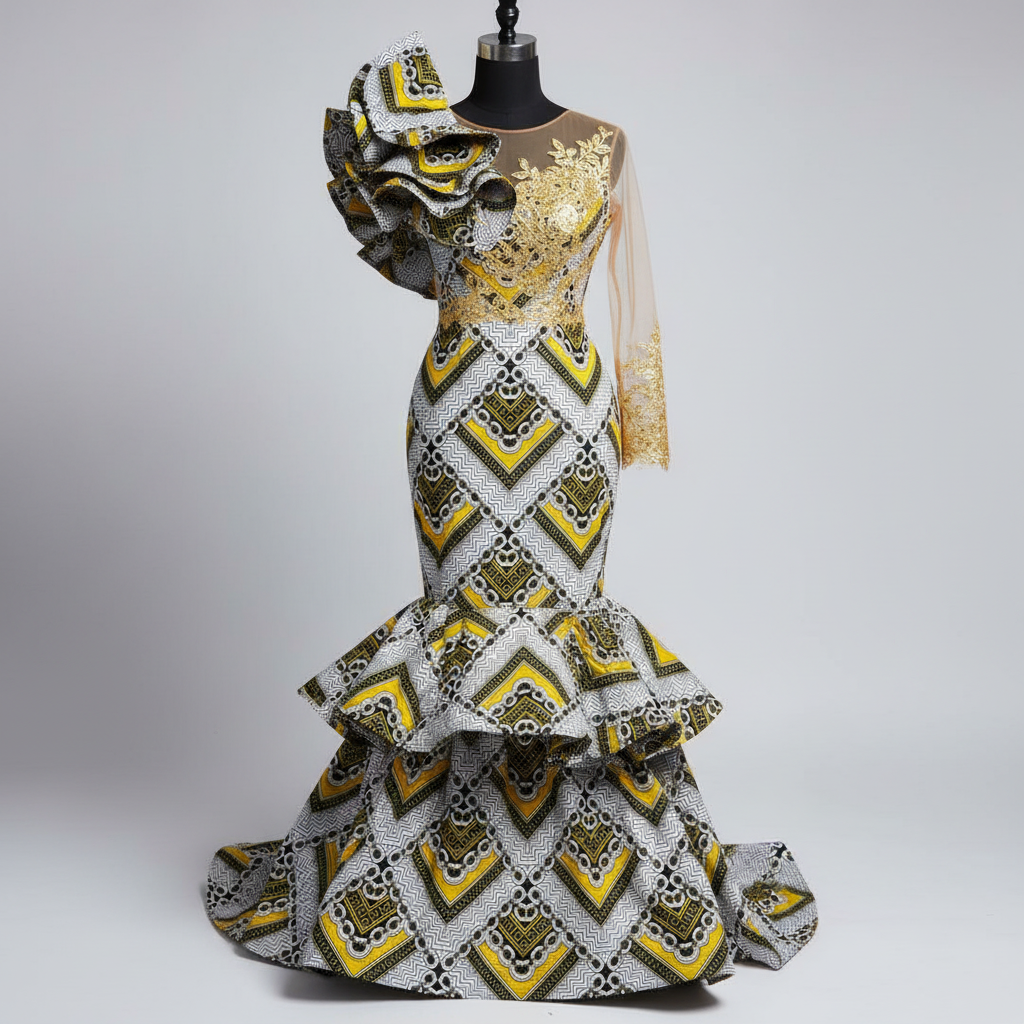 Wax Pagne Tissu Africain Brillant 6 Yards