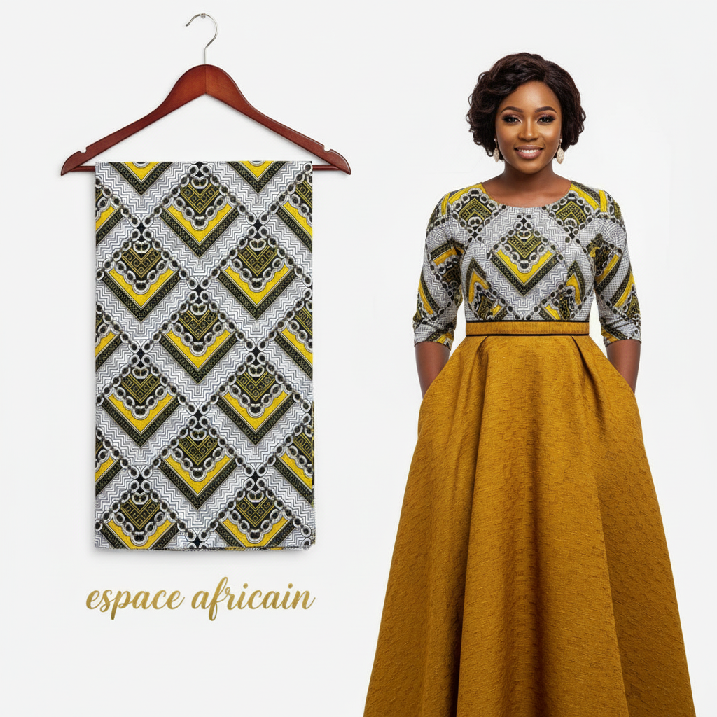 Wax Pagne Tissu Africain Brillant 6 Yards