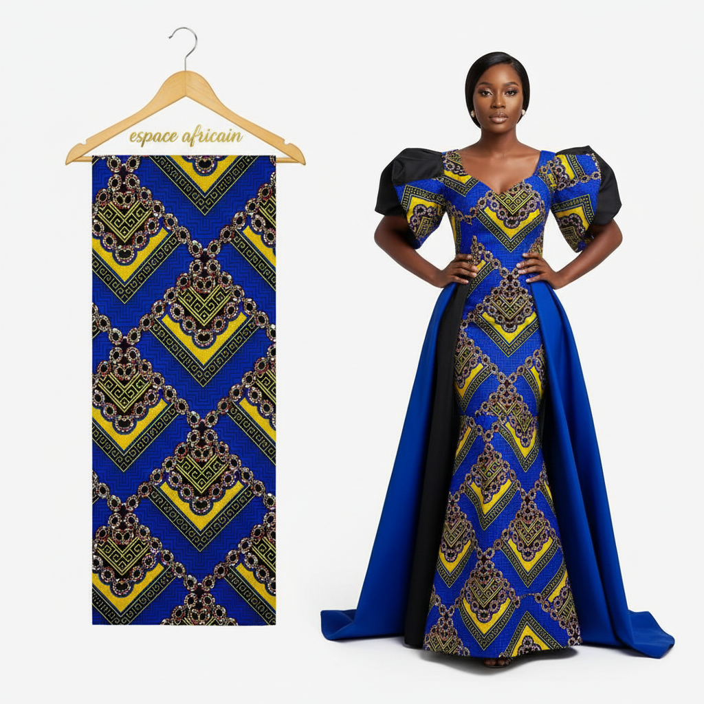 Wax Pagne Tissu Africain Brillant 6 Yards