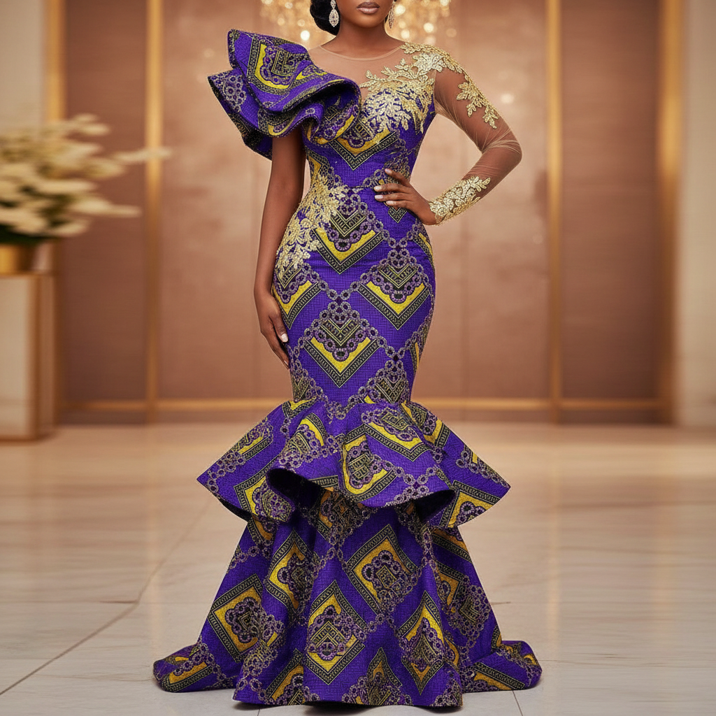 Wax Pagne Tissu Africain Brillant 6 Yards