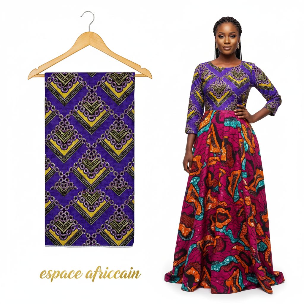 Wax Pagne Tissu Africain Brillant 6 Yards