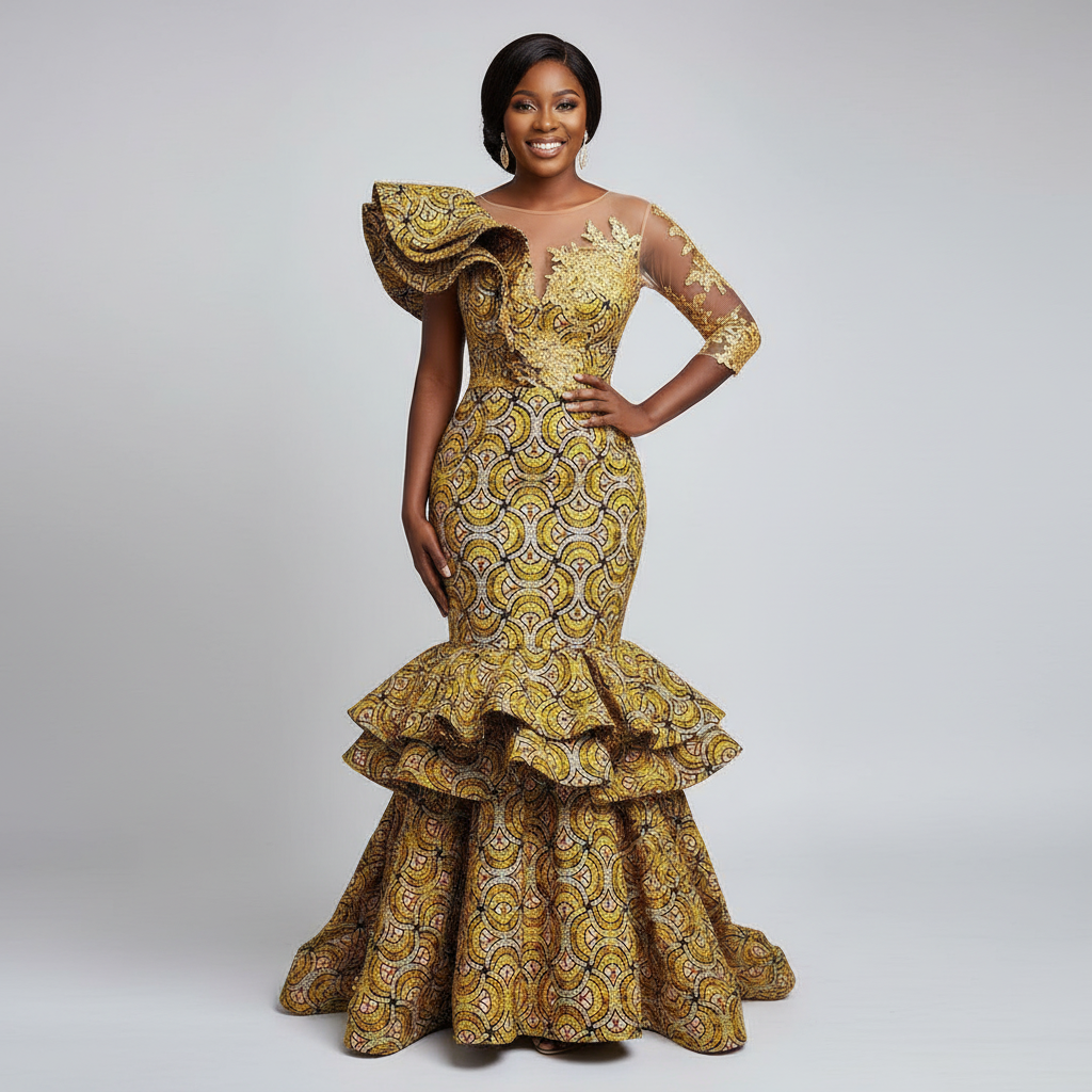 Wax Pagne Tissu Africain Brillant 6 Yards