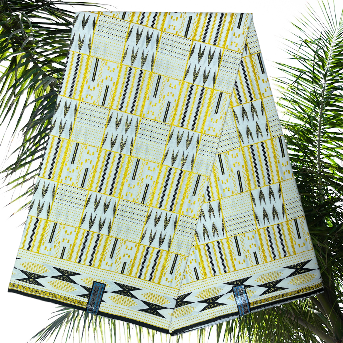 Wax Tissu Pagne Africain Kenté pailleté Brillant 6 Yards