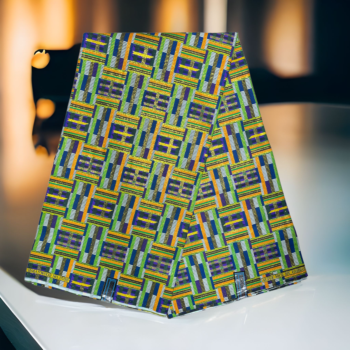 Wax Tissu Pagne Africain Kenté pailleté Brillant 6 Yards