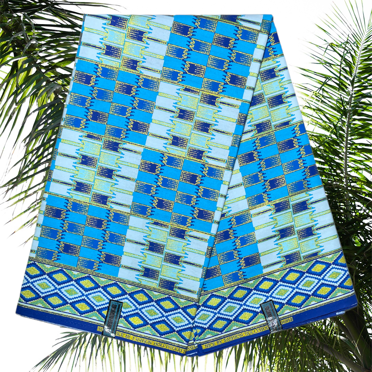 Wax Tissu Pagne Africain Kenté pailleté Brillant 6 Yards