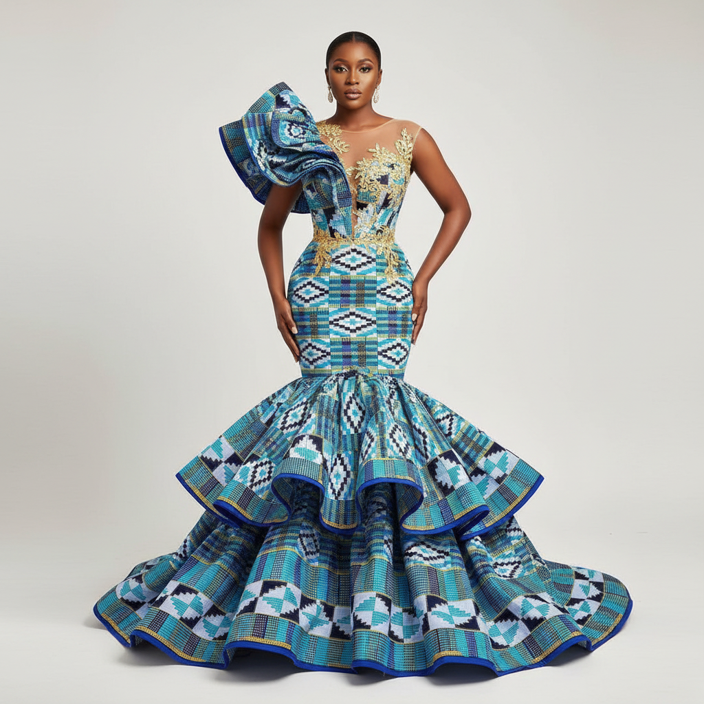 Wax Tissu Pagne Africain Kenté pailleté Brillant 6 Yards