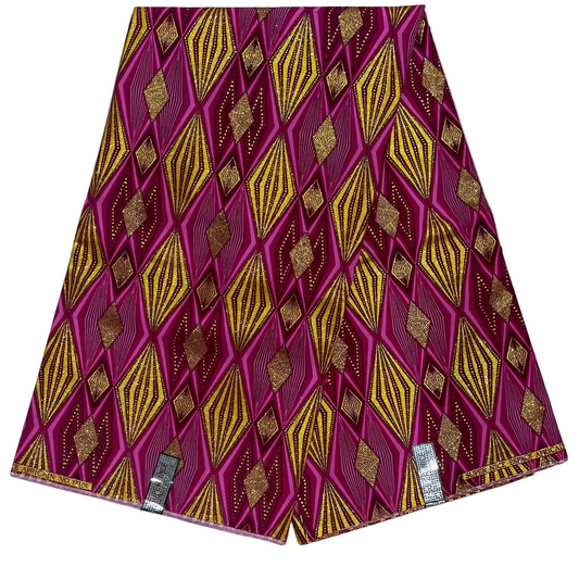 Wax Tissu Pagne Africain pailleté Brillant 6 Yards