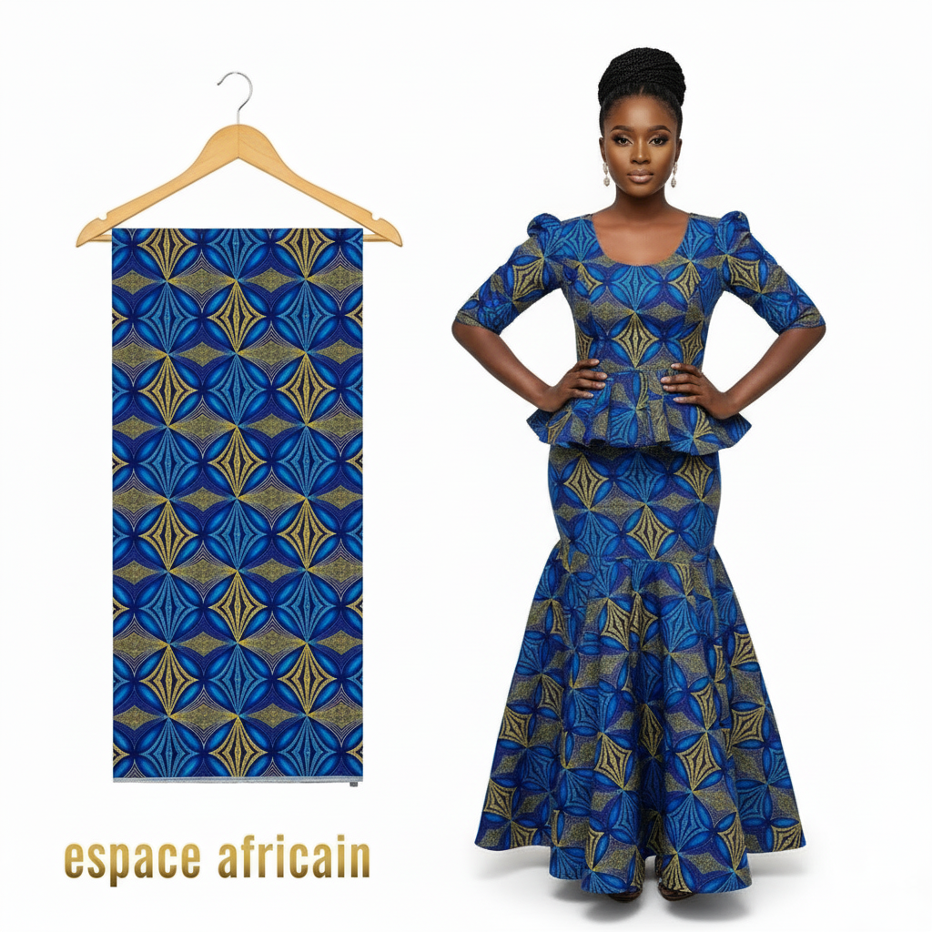 Wax Pagne Tissu Africain Brillant 6 Yards