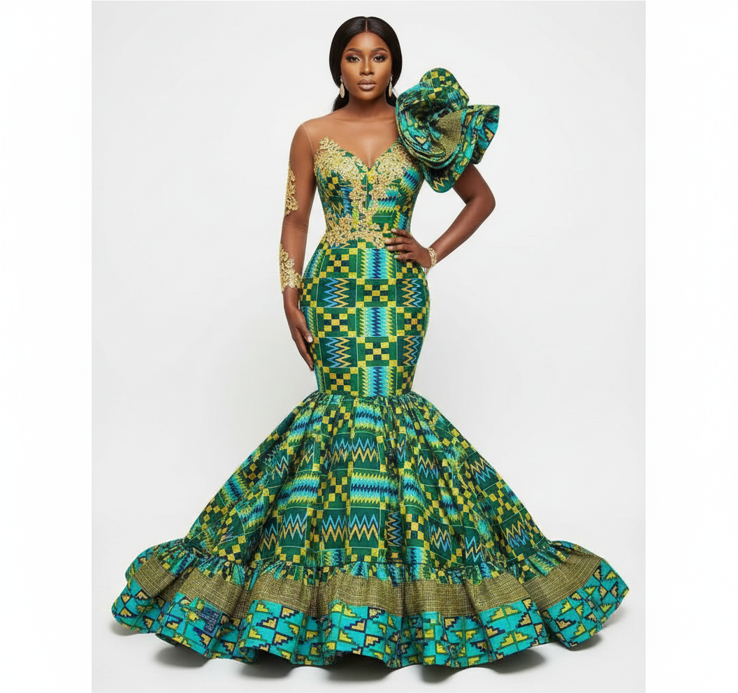 Wax Tissu Pagne Africain Kenté pailleté Brillant 6 Yards