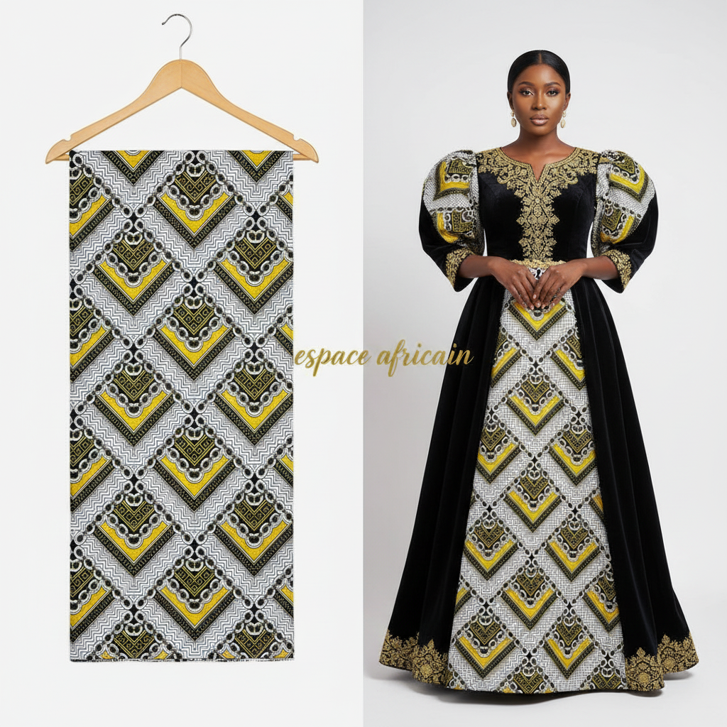 Wax Pagne Tissu Africain Brillant 6 Yards