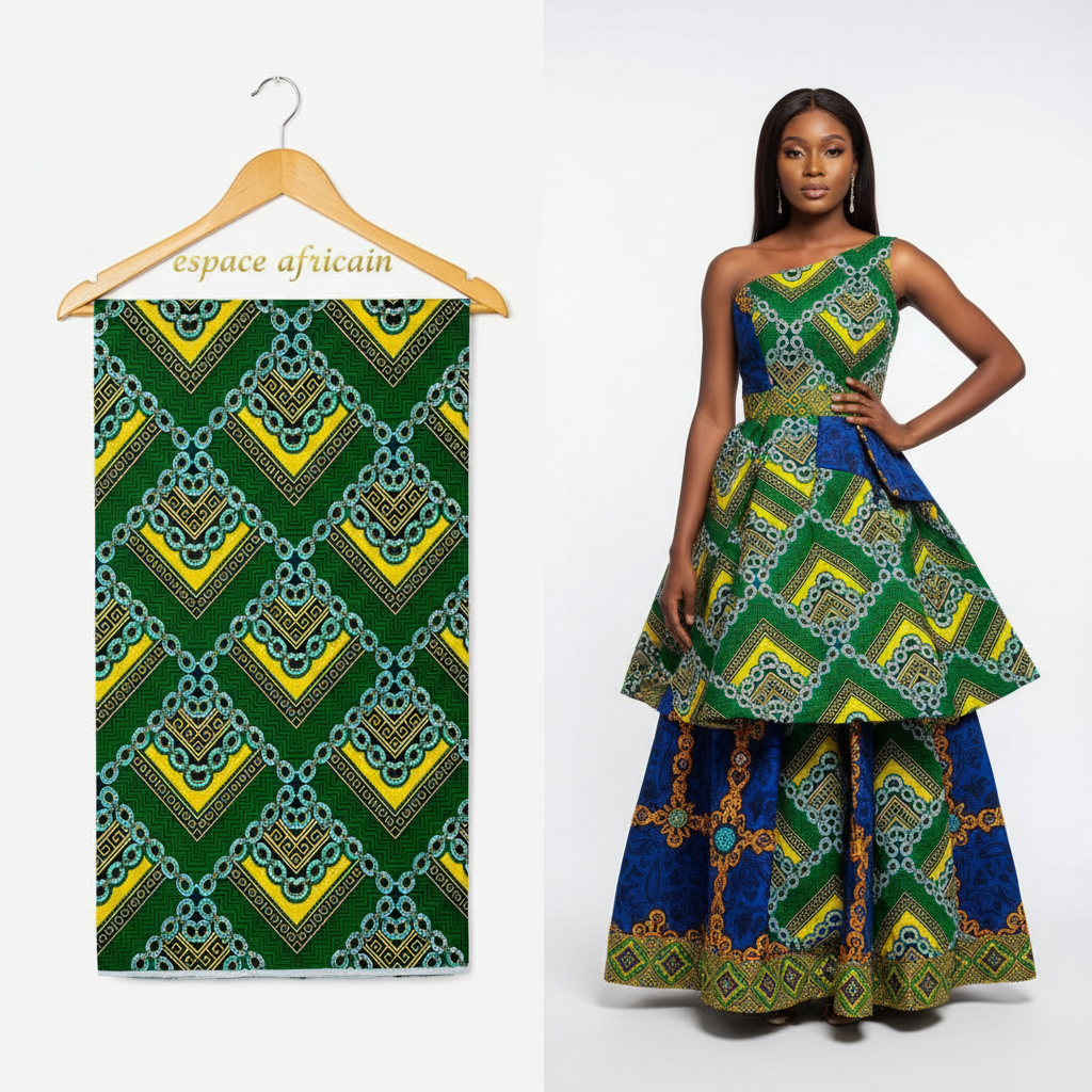 Wax Pagne Tissu Africain Brillant 6 Yards