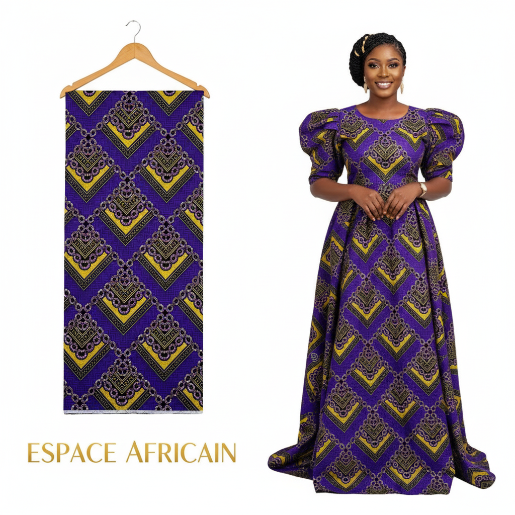 Wax Pagne Tissu Africain Brillant 6 Yards