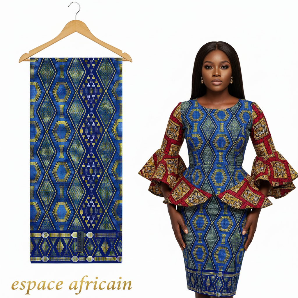 Wax Pagne Tissu Africain Brillant 6 Yards