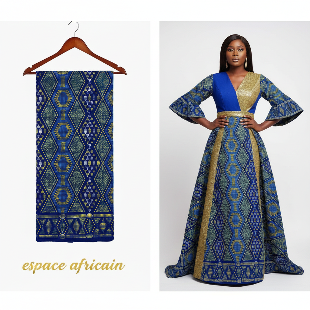 Wax Pagne Tissu Africain Brillant 6 Yards