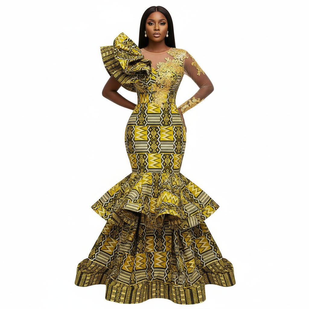 Wax Tissu Pagne Africain Brillant 6 Yards
