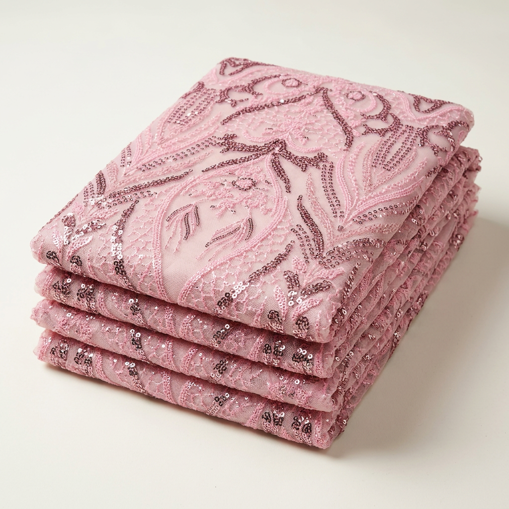 Tissu rose plié pour catalogue